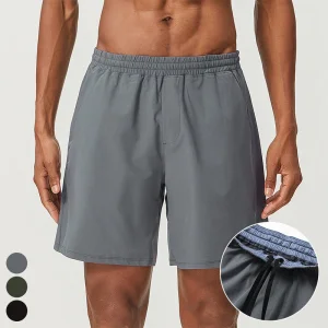 Roupas esportivas masculinas por atacado, casuais, em poliéster, respiráveis, calções de treino em poliéster, calções de corrida de secagem rápida, calções de ginástica e fitness