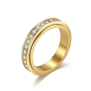 Wholesale Stock Stainless Steel Smooth Spin Spinner Ring Anxiety Fidget Stress Relief Band Daily Wear Gift For Female