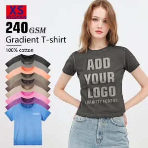 Personalized Black Gradient Retro-style Women's T-shirt