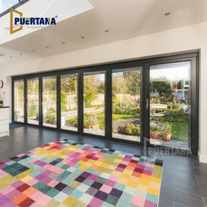 Outdoor Exterior Aluminium Stacking Bifold Accordion Folding Sliding Panoramic Patio Slide Turn Door System