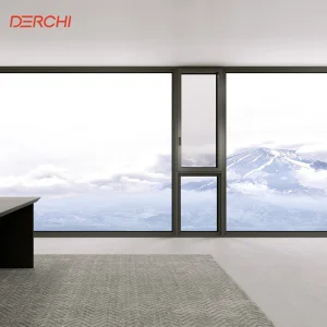 DERCHI New Product Slim Frame Triple Soundproof Double Glazed Insulated Aluminium Casement Window Hurricane Proof windows