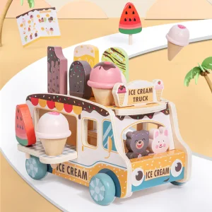 Kids Wooden Ice Cream Shop Pretend Toy