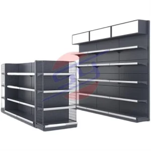 Supermarket Double-Sided Adjustable Gondola Shelf Light Duty Boutique Store Rack Display Cold Rolled Steel Easy Installation