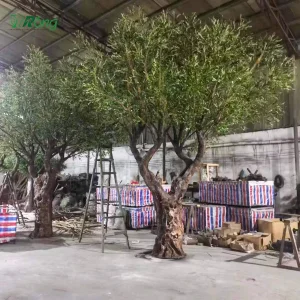 Outdoor Indoor Art Garden Decorative Evergreen Fiberglass Large Tree Fake Green Plant Tree Artificial Big Olive Tree