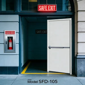 1.0/1.5mm Steel Escape Lock Door Closer Modern Single Leaf Safety Emergency Exit Metal Fire Rated Smoke Resistant Hospital Door