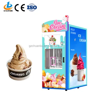 Customize OEM ODM Factory Manufacture  3 Flavor Full  Automatic Soft Ice Cream Vending Machine Water Based Robot Inspired Design