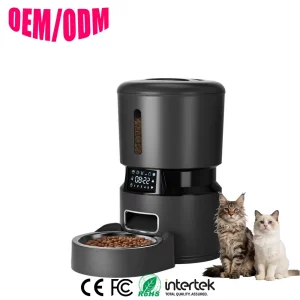 Black 4L Smart Automatic Pet Feeder Food Container Timed Portioned Feeding Food-Grade Stainless Steel Bowl Cats Dogs Food Feeder