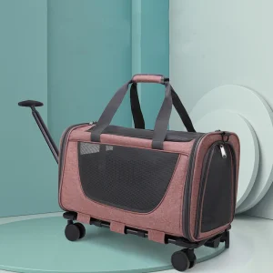 Pet Carrying Bag Soft-Sided Oxford Cloth Iron Solid Rolling Carrier for Dogs Cats Agate Red Gentleman's Grey Noble Blue