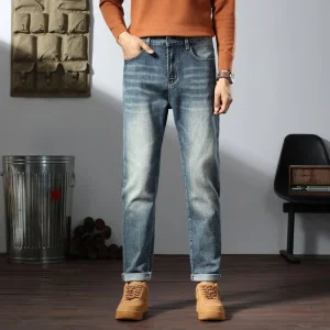 Calças jeans masculinas vintage de outono