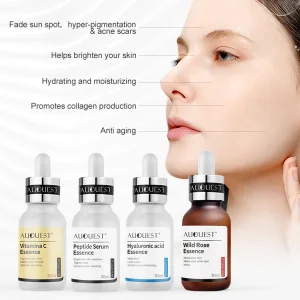 OEM Private Label Organic Moisturizing Pure Hyaluronic Vitamin C Facial Serum Collagen Copper Peptide Rose Face Essence