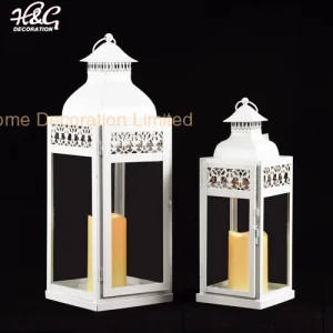 White Home Decorative Metal Candle Lantern