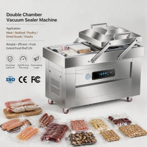 DZ600/2S Commercial Double Chamber Seal Industrial Thermoform Plastic Food Skin Package Sealer Machine Vacuum Packing Machine