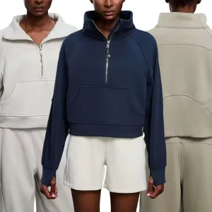Womens fleece lined half zip pullover
