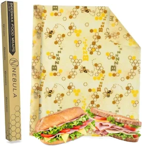 Organic Beeswax Food Wrap 1m Roll Sustainable for Snacks Washable Sheets for Kitchen Pantry Refrigerator