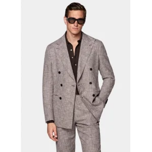 Customized Luxury Two Piece Men's Formal Suits Set Paired with Long Pants Lapel Collar Double Breast Tailored Houndstooth Weave Wool Blazer for Man