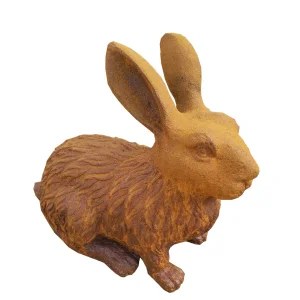 Metal Cast Iron Rabbit Sculpture