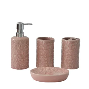 China Embossed Pink Dolomite Bathroom Set - 4 Pieces Suppliers, Companies