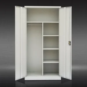 Cabinet Wardrobe Multifunctional Steel Locker with Mirror and 5 Adjustable Shelves