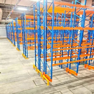 Carretilla elevadora de estantería selectiva con transmisión directa para acceso a estanterías de almacén, estantería de almacenamiento de alta resistencia, estantería de acero