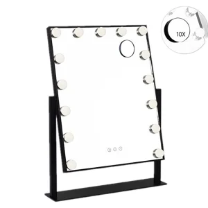 Vanity Mirror with Lights and Magnification Hollywood Makeup Mirror with 15pcs Dimmable LED Dressing Room Tabletop Mirror
