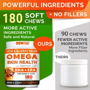 Natural Skin Coating Omega for Treating Allergic Itching Dog Chewable Tablets