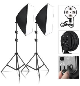 Four Bulbs Socket Soft Box Continuous Light Photography Lighting Kit