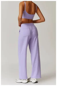 Women's Outdoor Straight Leg Sweatpants High Waist Cotton Blend Joggers with Pockets, Loose Fit Fall Winter Trousers