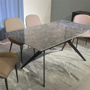 Nordic Style Low Price Marble Top Panel Tables and Velvet Chairs Dinning Room Furniture Dining Tables Set