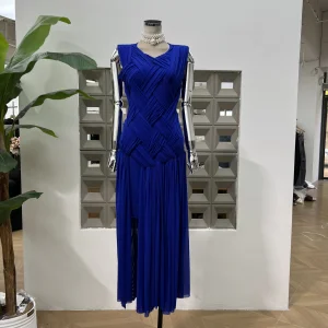 Elegant Ladies Autumn New Product Design Sense Woven Cut Slim Fit Vacation Style Slit Dress