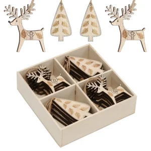 Christmas Wooden Tree Reindeer Shape Christmas Gift Box Pattern Inside Wall Hanging Decors