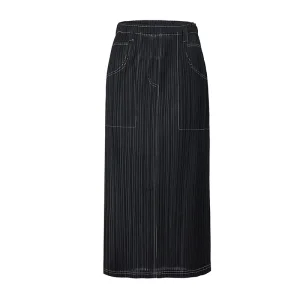 OEM Women’s Pleated Midi Skirt – Elastic Waist Straight Skirt with Pockets Supplier, Factory