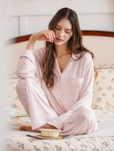 Women's Pink Floral Print Pajama Set