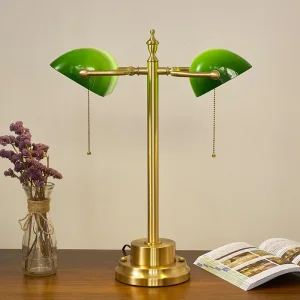 Vintage Brass Touch Lamp with Marble Shade for Study