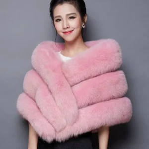 Custom Winter Fox Faux Fur Cloak for Women Luxury Wedding Bridal Shawls and Scarves