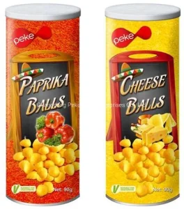 80g/60g Snacks de Milho Assados Peke Brand Bolas de Milho Anéis de Milho Snacks Mais Saudáveis (NÃO FRITOS) com Baixo Teor de Gordura, Colesterol e Livre de Gordura Trans Todos, em Natural, Halal