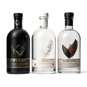 Wholesale Empty Crafted Matt Black Flint Glass Empty Vodka Gin Bottles 375ml 500ml 750ml Custom Printed Elegant Nordic Design Wine Whisky Bottle with T-Cork