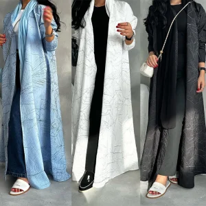 Vestido musulmán de lujo negro para mujeres, vestido con cuentas, bata de Dubái