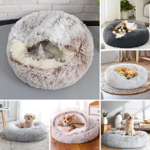 Precio mayorista fabricante OEM mercado de Yiwu sofá para perros personalizado removible lavable mueble para gatos cama de felpa redonda suave personalizada para mascotas fábrica