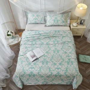 Three-Piece Bedding Sheet Set Home Textile Pure Bamboo Fiber Soft Cooling Mat Bed Sheets with Reactive Printing