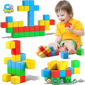 Magnetic Magic Cube Plastic Educational Blocks for 3-5 Year Old Boys Girls STEM Preschool Learning Sensory Toy Gift 4CM Magnets