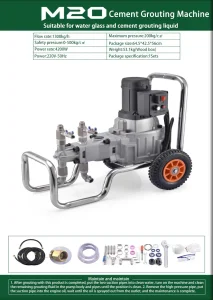 Fast Solidification Time Controllable Grouting Effect M20 Cement Grouting Machine