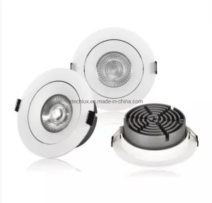AC220-240V Dimmable Recessed Spot Down Light Directional Adjustable 7W COB LED Panel Light Round