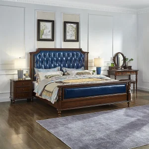 Cama de cuero azul