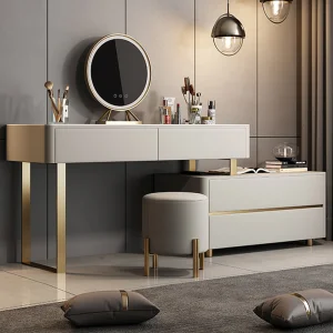 Nordic Minimalist Storage Cabinet Integrated Dressing Table High-end Bedroom Multi-functional Vanity Table With Led Light