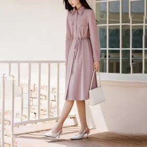 Novo Estilo Estilo Francês Blusa Vestido Casual de Manga Longa com Gola Ajustada para o Dia