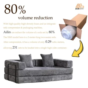 Teddy Fabric Compressed Convertible Sofa