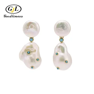 Baroque Pearl Earrings Colour CZ Silver Jewellery Pearl Jewelry