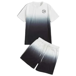 Custom XH-Fashion Custom Logo Gradient 2-Piece Short Set for Men