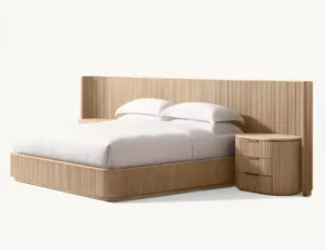 Conjunto de dormitorio de madera de estilo simple, juego de cama doble maestra, cama de madera, conjunto completo de tamaño king, conjunto de muebles de dormitorio económico
