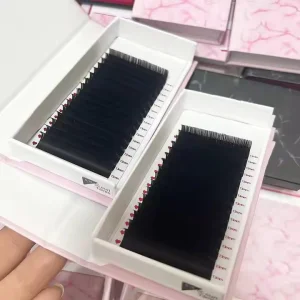 أدوات الجملة لعلامة خاصة trays رموش مكسوة بالحرير الأسود غير اللامع حجم الرموش Cc CD Dd أسود داكن رموش كشمير